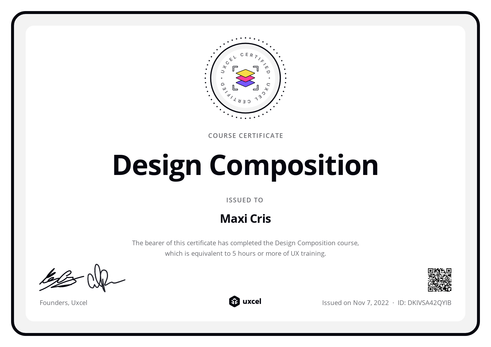 Maxi Cris's certificate